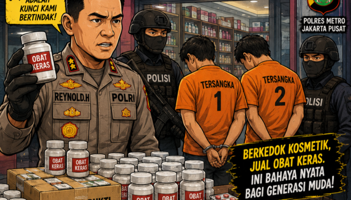 Polres Metro Jakarta Pusat Bongkar Peredaran Obat Keras Ilegal Berkedok Toko Kosmetik di Juanda